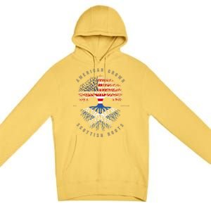 American Grown Scottish Roots Scotland Flag Gift Premium Pullover Hoodie