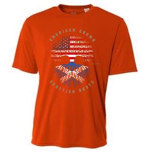 American Grown Scottish Roots Scotland Flag Gift Cooling Performance Crew T-Shirt