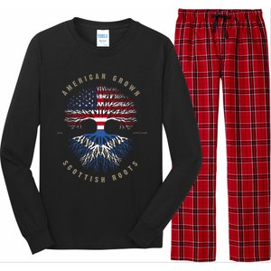 American Grown Scottish Roots Scotland Flag Gift Long Sleeve Pajama Set