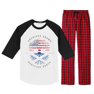 American Grown Scottish Roots Scotland Flag Gift Raglan Sleeve Pajama Set