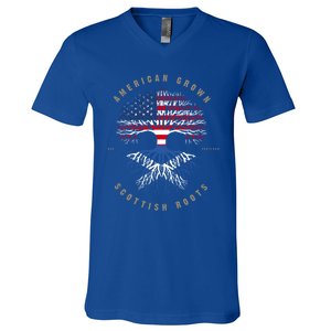 American Grown Scottish Roots Scotland Flag Gift V-Neck T-Shirt