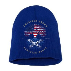 American Grown Scottish Roots Scotland Flag Gift Short Acrylic Beanie