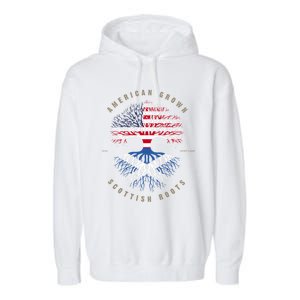 American Grown Scottish Roots Scotland Flag Gift Garment-Dyed Fleece Hoodie