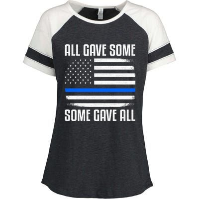 All Gave Some Some Gave All Police Thin Blue Line Great Gift Enza Ladies Jersey Colorblock Tee