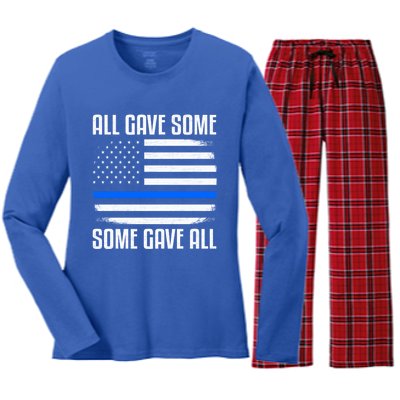 All Gave Some Some Gave All Police Thin Blue Line Great Gift Women's Long Sleeve Flannel Pajama Set 