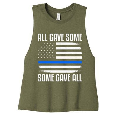 All Gave Some Some Gave All Police Thin Blue Line Great Gift Women's Racerback Cropped Tank