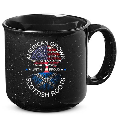 American Grown Scottish Roots Scotland Usa Heritage Tree Gift 15oz Campfire Ceramic Mug
