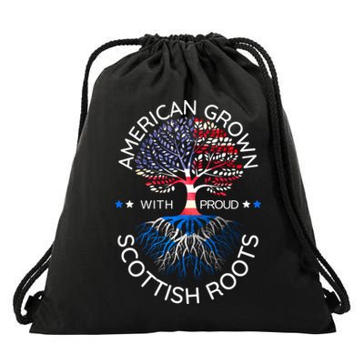 American Grown Scottish Roots Scotland Usa Heritage Tree Gift Drawstring Bag