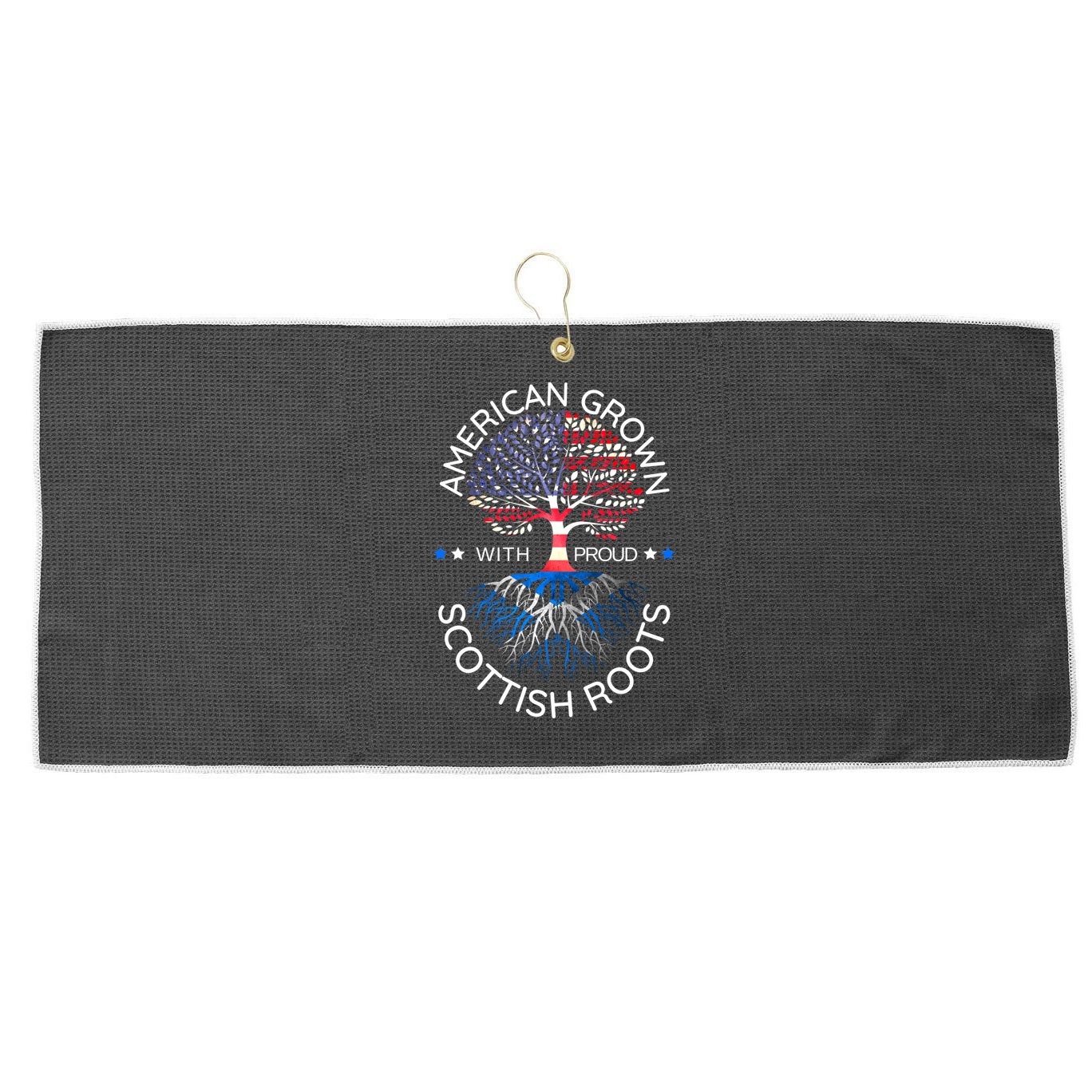 American Grown Scottish Roots Scotland Usa Heritage Tree Gift Large Microfiber Waffle Golf Towel