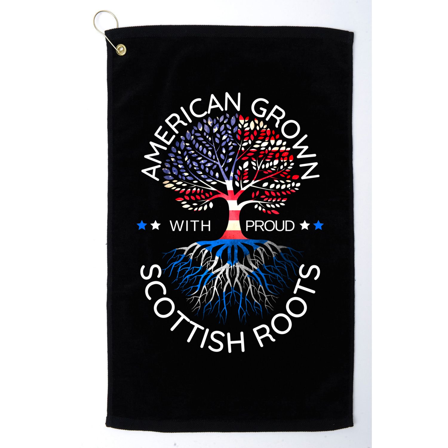 American Grown Scottish Roots Scotland Usa Heritage Tree Gift Golf Towel