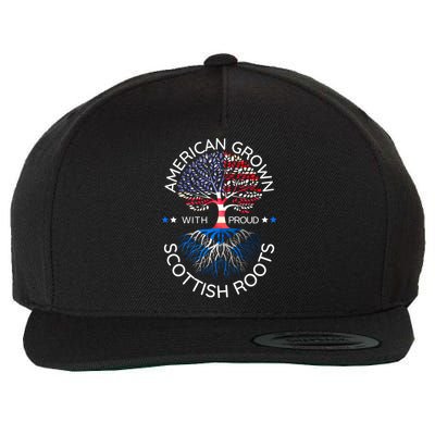 American Grown Scottish Roots Scotland Usa Heritage Tree Gift Wool Snapback Cap