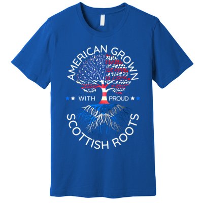 American Grown Scottish Roots Scotland Usa Heritage Tree Gift Premium T-Shirt