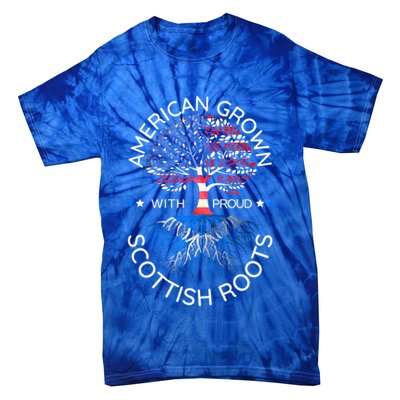 American Grown Scottish Roots Scotland Usa Heritage Tree Gift Tie-Dye T-Shirt