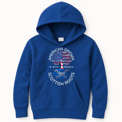 American Grown Scottish Roots Scotland Usa Heritage Tree Gift Kids Hoodie