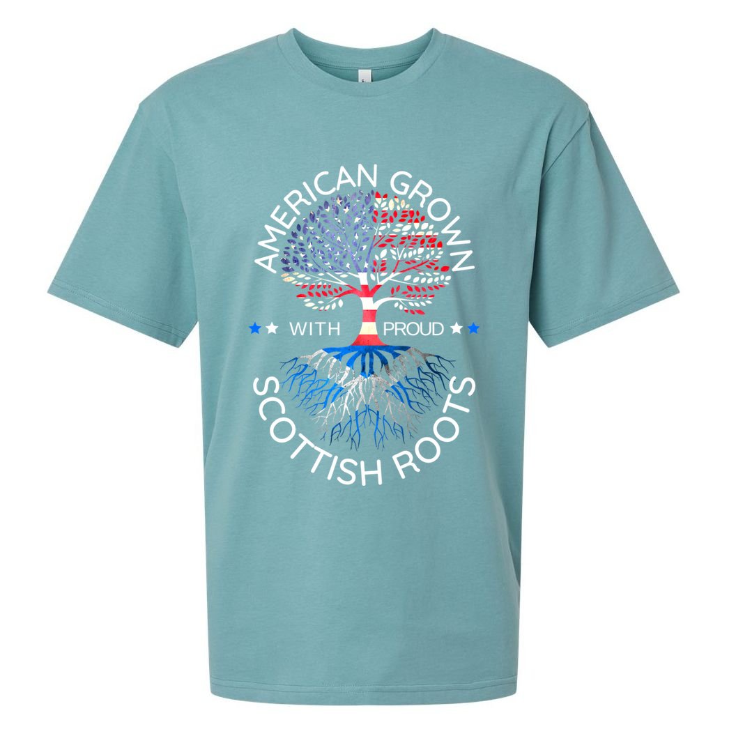 American Grown Scottish Roots Scotland Usa Heritage Tree Gift Sueded Cloud Jersey T-Shirt