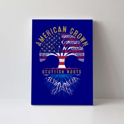 American Grown Scottish Roots Tree Flag Family Heritage Great Gift Canvas