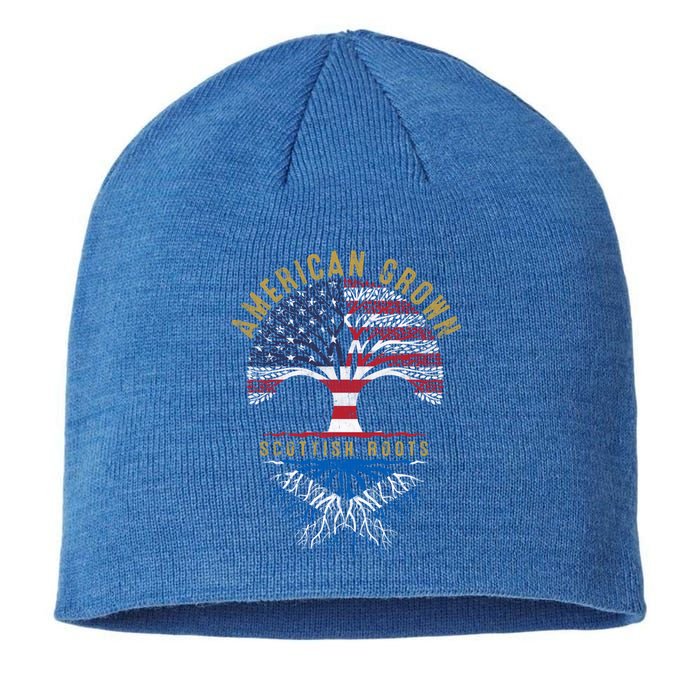 American Grown Scottish Roots Tree Flag Family Heritage Great Gift Sustainable Beanie