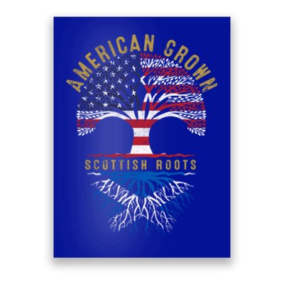 American Grown Scottish Roots Tree Flag Family Heritage Great Gift Poster