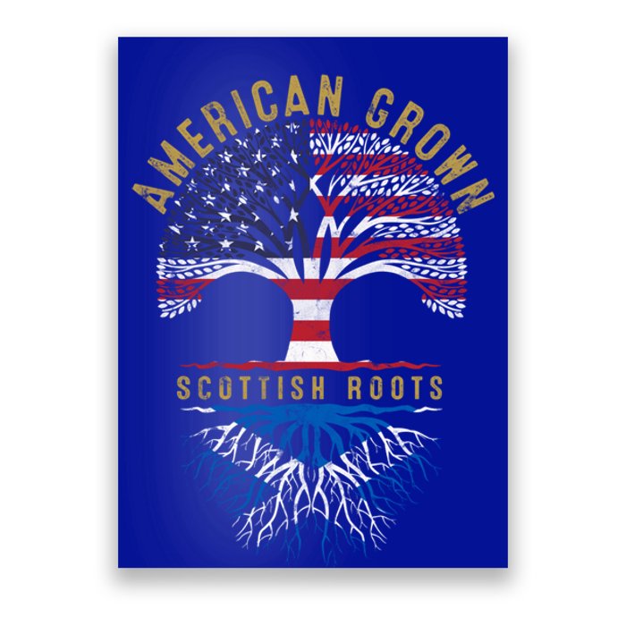 American Grown Scottish Roots Tree Flag Family Heritage Great Gift Poster