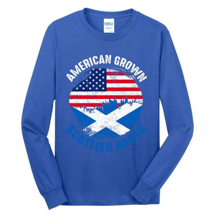 American Grown Scottish Roots Vintage Flags Great Gift Tall Long Sleeve T-Shirt