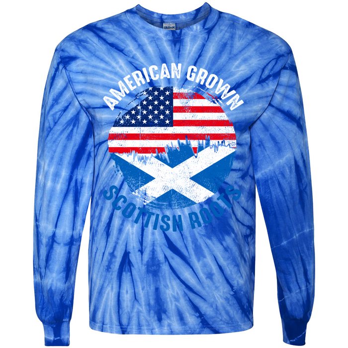 American Grown Scottish Roots Vintage Flags Great Gift Tie-Dye Long Sleeve Shirt