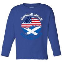 American Grown Scottish Roots Vintage Flags Great Gift Toddler Long Sleeve Shirt