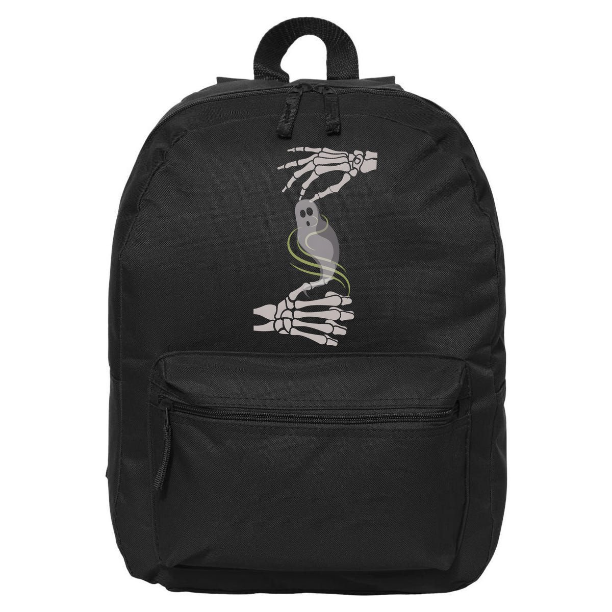 ASL Ghost Spooky Halloween For Deaf Community 16 in Basic Backpack
