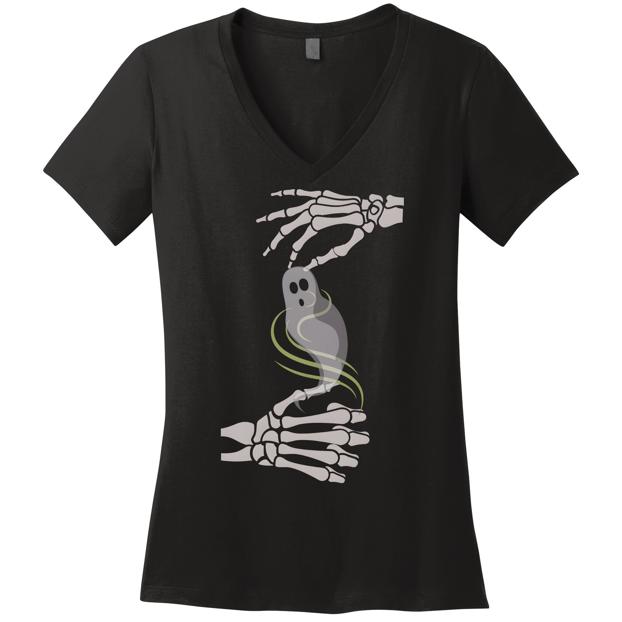 ASL Ghost Spooky Halloween For Deaf Community Women's V-Neck T-Shirt