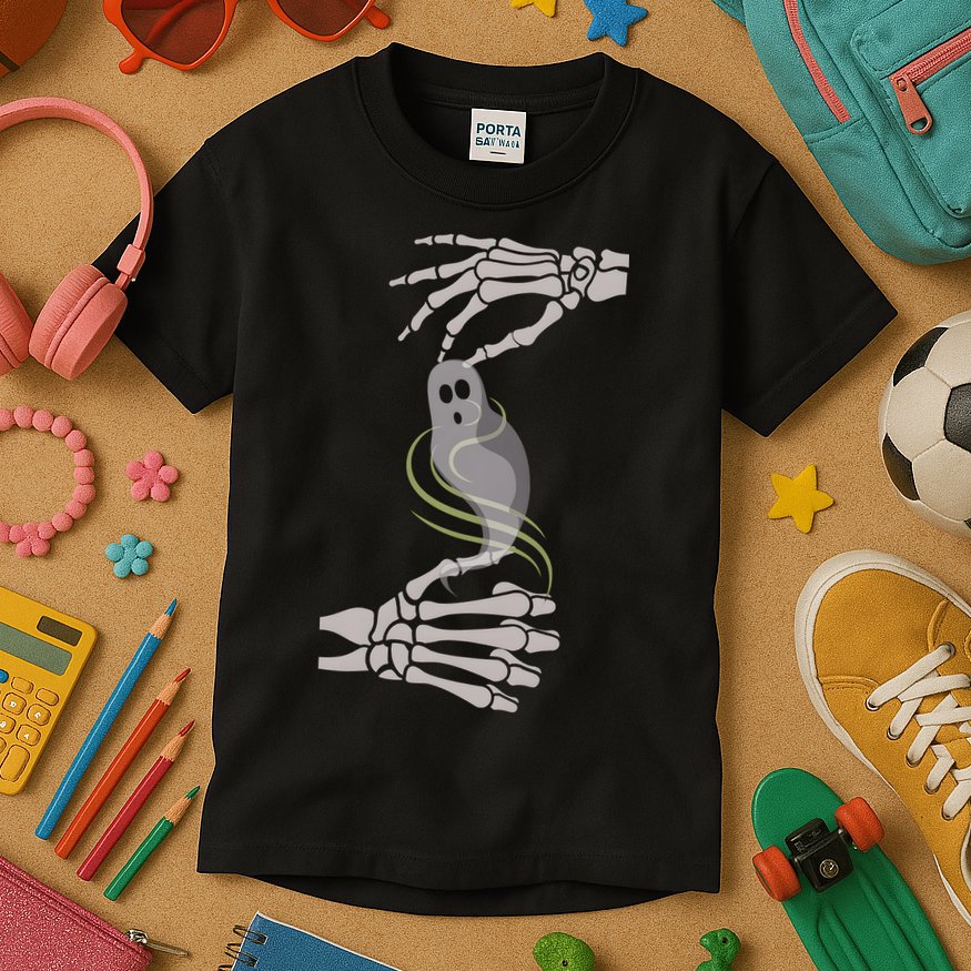 ASL Ghost Spooky Halloween For Deaf Community Kids T-Shirt