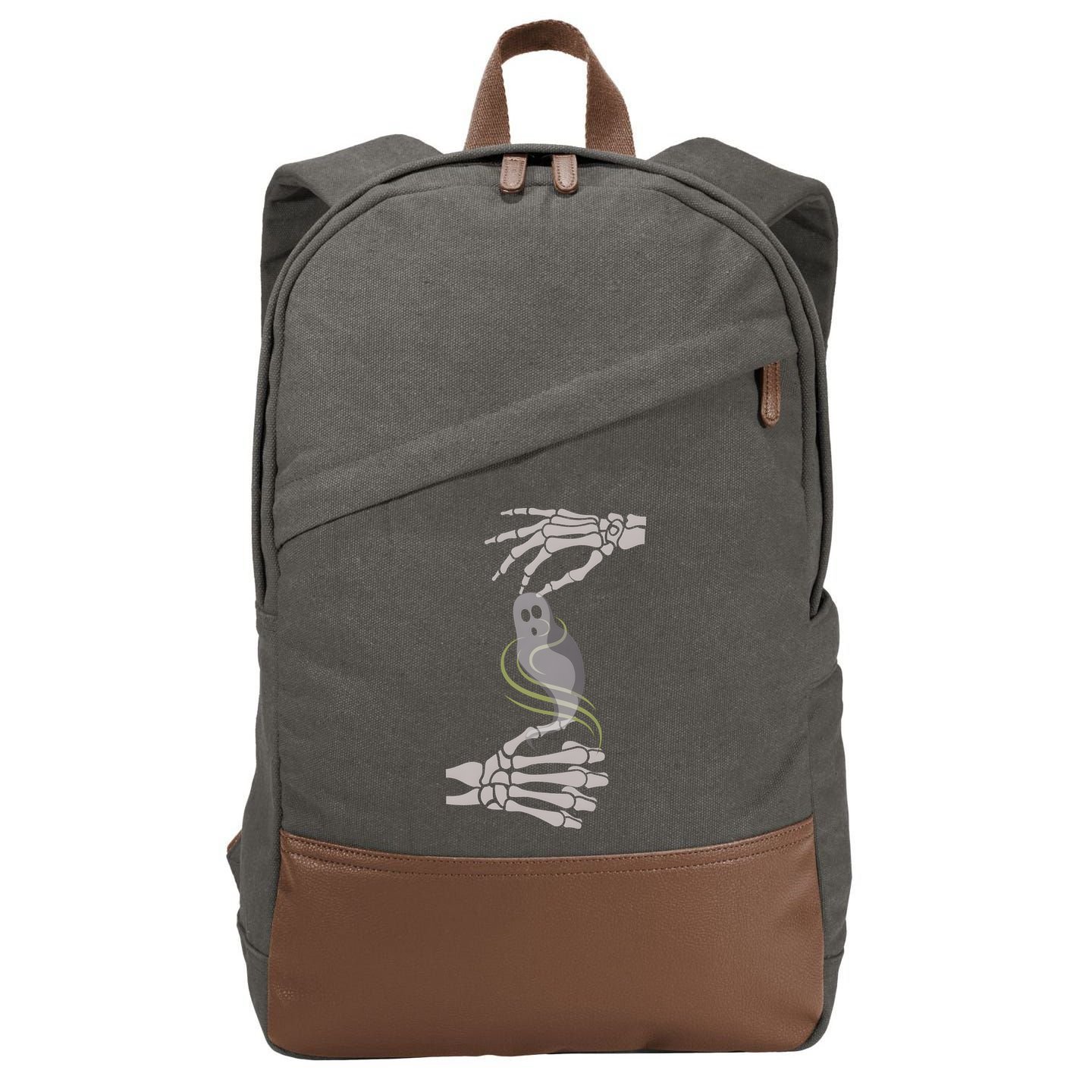 ASL Ghost Spooky Halloween For Deaf Community Cotton Canvas Backpack
