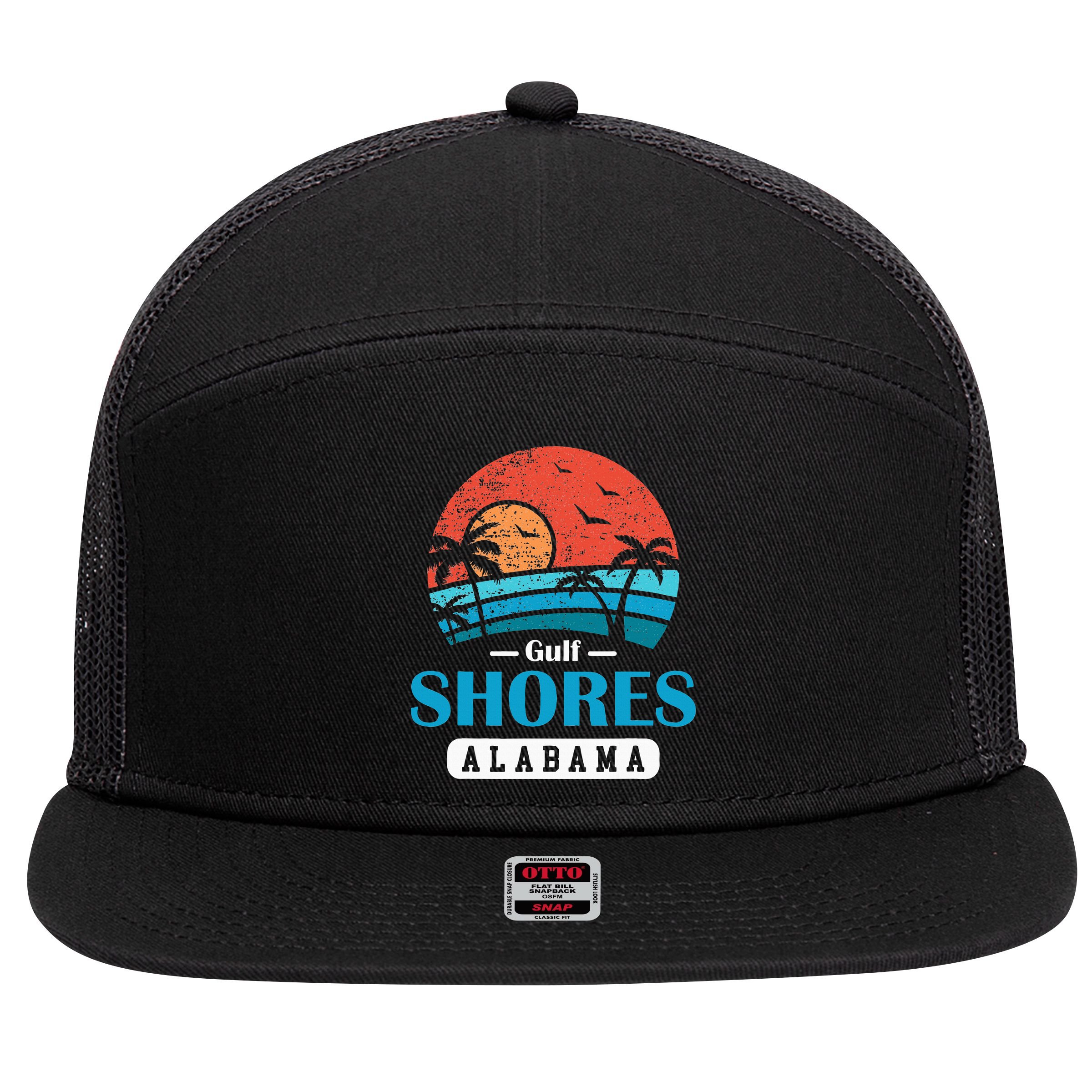 Alabama Gulf Shores Beach Family Vacation Souvenir Gift 7 Panel Mesh Trucker Snapback Hat