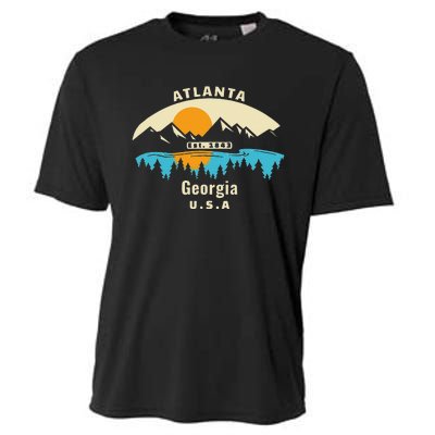 Atlanta Georgia Souvenir Mountain Sunset River Cooling Performance Crew T-Shirt