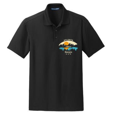 Atlanta Georgia Souvenir Mountain Sunset River Dry Zone Grid Polo