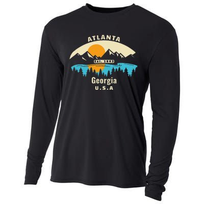 Atlanta Georgia Souvenir Mountain Sunset River Cooling Performance Long Sleeve Crew