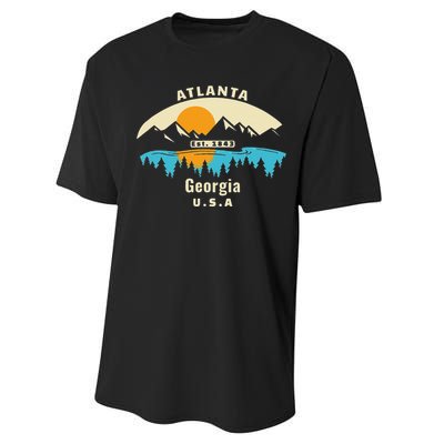 Atlanta Georgia Souvenir Mountain Sunset River Performance Sprint T-Shirt