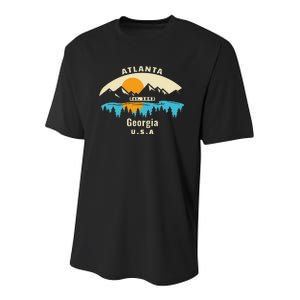 Atlanta Georgia Souvenir Mountain Sunset River Youth Performance Sprint T-Shirt