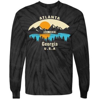 Atlanta Georgia Souvenir Mountain Sunset River Tie-Dye Long Sleeve Shirt