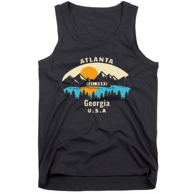 Atlanta Georgia Souvenir Mountain Sunset River Tank Top