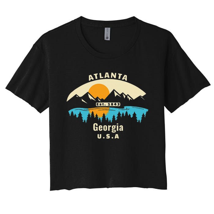 Atlanta Georgia Souvenir Mountain Sunset River Women's Crop Top Tee