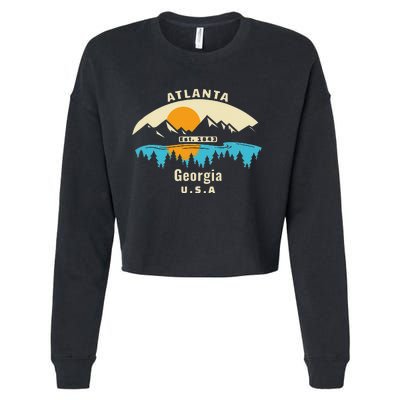 Atlanta Georgia Souvenir Mountain Sunset River Cropped Pullover Crew