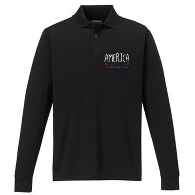 America God Shed His Grace On Thee Tee 4th Of July Men Women Performance Long Sleeve Polo