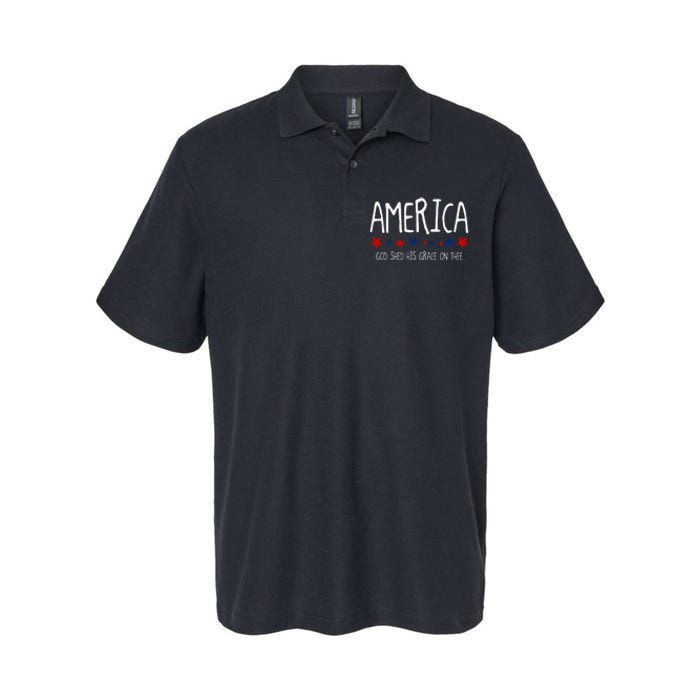 America God Shed His Grace On Thee Tee 4th Of July Men Women Softstyle Adult Sport Polo