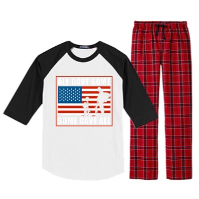 All Gave Some Some Gave All Usa Flag Veteran And Memorial Day Gift Raglan Sleeve Pajama Set