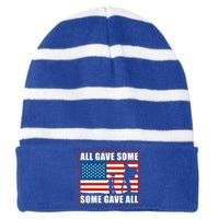 All Gave Some Some Gave All Usa Flag Veteran And Memorial Day Gift Striped Beanie with Solid Band