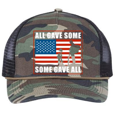 All Gave Some Some Gave All Usa Flag Veteran And Memorial Day Gift Retro Rope Trucker Hat Cap