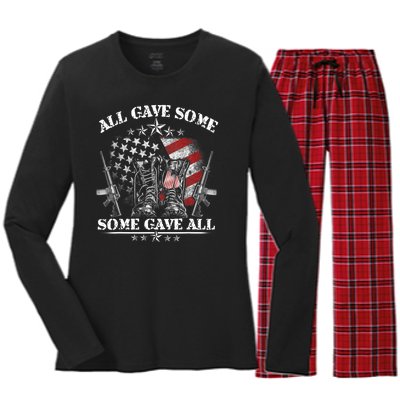 All Gave Some Some Gave All Veteran & Memorial's Day Women's Long Sleeve Flannel Pajama Set 