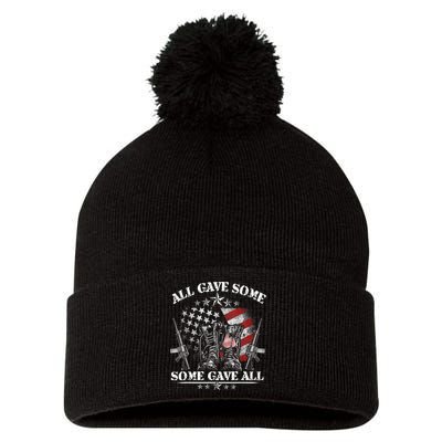 All Gave Some Some Gave All Veteran & Memorial's Day Pom Pom 12in Knit Beanie