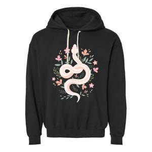 Aesthetic Graphic S Mystical Snake Flower Pastel Goth Garment-Dyed Fleece Hoodie