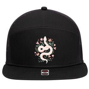 Aesthetic Graphic S Mystical Snake Flower Pastel Goth 7 Panel Mesh Trucker Snapback Hat