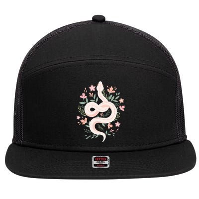 Aesthetic Graphic S Mystical Snake Flower Pastel Goth 7 Panel Mesh Trucker Snapback Hat